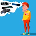 Teenager Dreaming Of Video Game, Gadgets Vector. Isolated Illustration