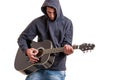 Teenager dressed in a hoodie, writing a song about life Royalty Free Stock Photo