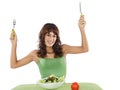 Teenager eating salad Royalty Free Stock Photo