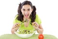 Teenager eating salad Royalty Free Stock Photo