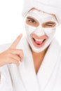 Teenager facial mask - happy woman