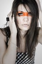 Teenager with Fashion Stripe Across her Face Royalty Free Stock Photo