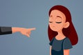 Finger Pointing at Young Teen Girl Vector Illustration