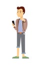 Teenager with Gadgets Flat Vector Illustration