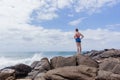 Teenager Girl Beach Rocks Sky Royalty Free Stock Photo