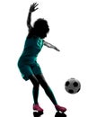 Teenager girl child player isolated silhouette Royalty Free Stock Photo