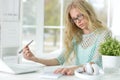 Teenager girl doing homework Royalty Free Stock Photo