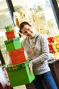 Teenager girl with gift boxes Royalty Free Stock Photo