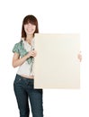 Teenager girl holds poster Royalty Free Stock Photo