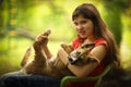 Teenager girl hug puppy shepherd dog close up photo Royalty Free Stock Photo