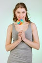 Teenager girl with lollipop Royalty Free Stock Photo