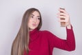 Teenager girl making a selfi