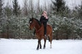 Teenager girl riding horse without saddle and bridle Royalty Free Stock Photo