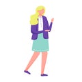 Teenager girl in school uniform flat vector illustration