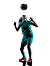 Teenager girl soccer player isolated silhouette Royalty Free Stock Photo