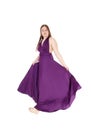 Teenager girl standing in her long burgundy prom dress Royalty Free Stock Photo