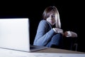 Teenager girl suffering cyberbullying scared and depressed exposed to cyber bullying and internet harassment Royalty Free Stock Photo