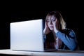 Teenager girl suffering cyberbullying scared and depressed exposed to cyber bullying and internet harassment Royalty Free Stock Photo