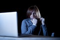 Teenager girl suffering cyberbullying scared and depressed exposed to cyber bullying and internet harassment Royalty Free Stock Photo