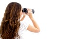 Teenager girl watching through binocular Royalty Free Stock Photo
