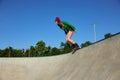 Teenager girl wearing roller blades enjoying extreme sports event Royalty Free Stock Photo