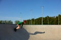 Teenager girl wearing roller blades enjoying extreme sports event Royalty Free Stock Photo