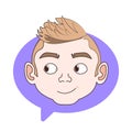 Teenager Guy Face Over Chat Bubble Background Ypung Man Profile Icon Avatar Isolated