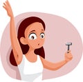 Teen Girl Shaving Armpit Vector Cartoon Illustration Royalty Free Stock Photo