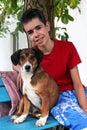 Teenager and his dog Royalty Free Stock Photo