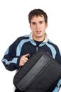 Teenager holding a laptop bag