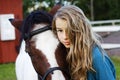 Teenager and icelandic horse Royalty Free Stock Photo