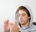 Teenager and iphone Royalty Free Stock Photo