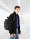 Teenager with knapsack