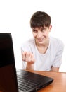 Teenager with Laptop Royalty Free Stock Photo