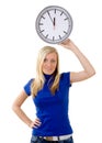 Teenager with large clock