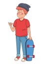 Teenager man smiling and greeting cartoon