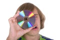 The teenager with an optical disk Royalty Free Stock Photo