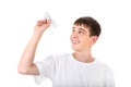 Teenager with Paper Plane Royalty Free Stock Photo