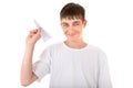 Teenager with Paper Plane Royalty Free Stock Photo