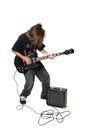 Teenager Playing Electric Guitar With Amplifier Royalty Free Stock Photo