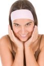 Teenager problem skin care - young woman Royalty Free Stock Photo