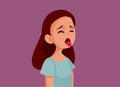 Disgusted Teen Girl Sticking Tongue Out Vector Cartoon Royalty Free Stock Photo