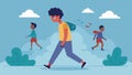 A teenager removing themselves from a triggering situation to avoid impulsive behavior.. Vector illustration.