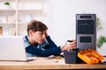 Boy reparing computers at workshop Royalty Free Stock Photo