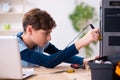 Boy reparing computers at workshop Royalty Free Stock Photo