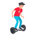 Teenager riding modern electric scooter. Royalty Free Stock Photo