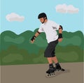 Teenager roller skating Royalty Free Stock Photo