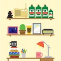 Teenager room workplace vector illustration