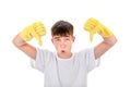 Teenager in Rubber Gloves