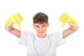 Teenager in Rubber Gloves